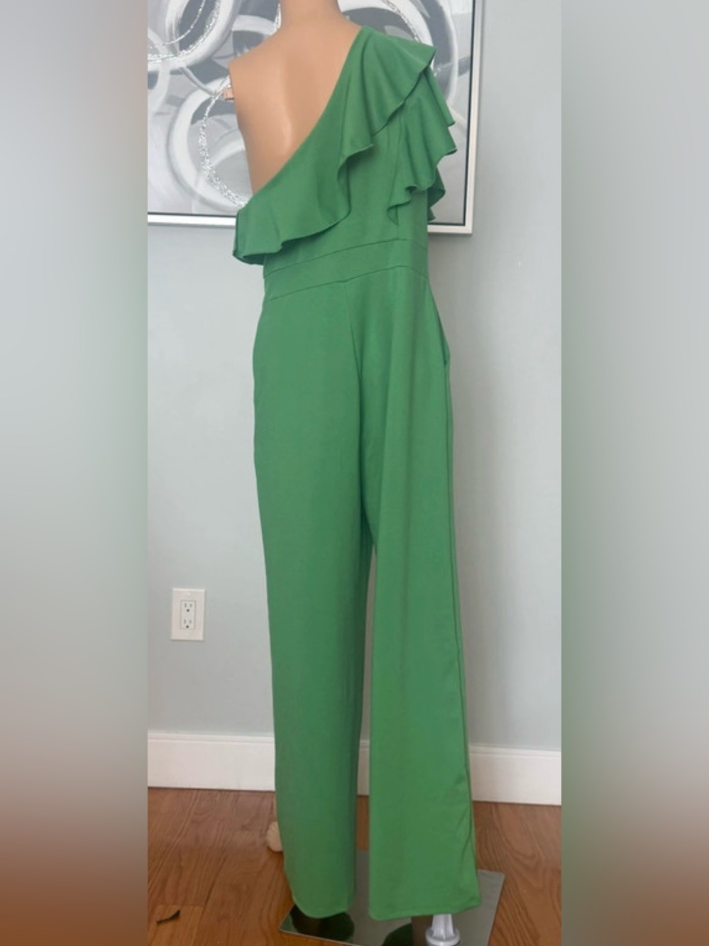 Green Ruffle-Top Wide-Leg Jumpsuit - Picture 2 of 2